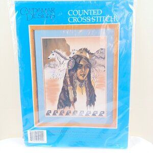Candamar Designs Counted Cross Stitch Kit Indian Maiden Sealed 1990